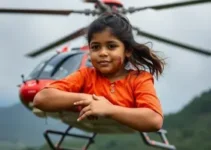 menina socorrida de helicóptero queimaduras