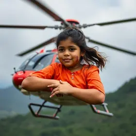 menina socorrida de helicóptero queimaduras
