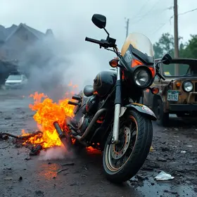 motocicleta incendiada
